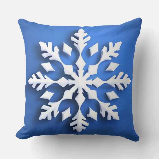 Detailed White Snowflake Design Cushion (Front)