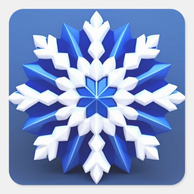 Detailed White Snowflake Design Square Sticker (Front)