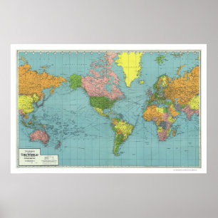 Detailed WWII World Map 1942 Poster