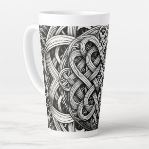 Detaillierte Schwarz-Weißer keltischer Knoten 0001 Latte Mug