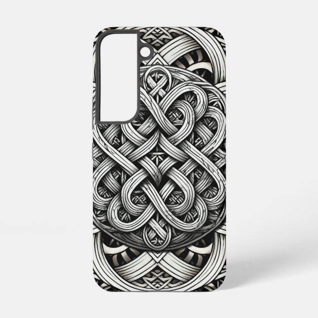 Detaillierte Schwarz-Weißer keltischer Knoten 0001 Samsung Galaxy S22 Case (Back)