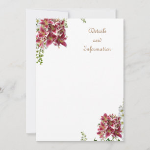 Details and Information Wedding Card