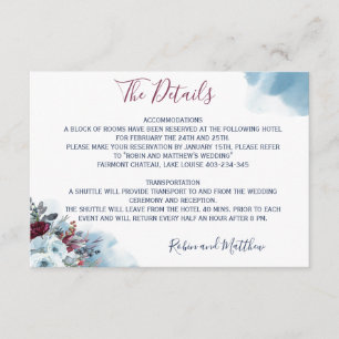Details, Blue, Burgundy and Purple Floral Enclosure Card