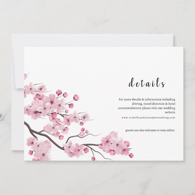  Details card- Peach Blossom Invitation (Front)