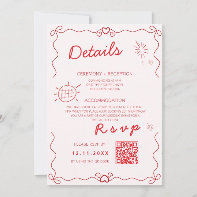 Details colourful template handwritten wedding (Front)