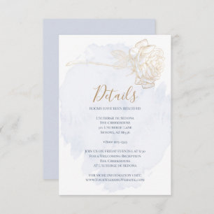 DETAILS   Dusty Blue Watercolor Gold Rose Invitation