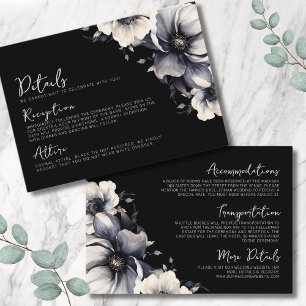 Details Floral Black Wedding Enclosure Card
