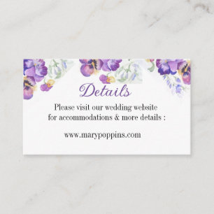 Details floral purpel pansies  Enclosure Card