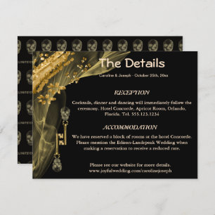 Details for Hallowedding with Black & Gold Skulls  Enclosure Card