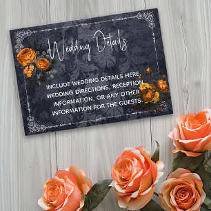 Details Halloween Wedding Orange Rose Enclosure Card