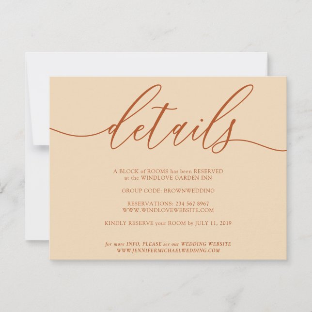 Details instructions wedding plan program RSVP card (Front)