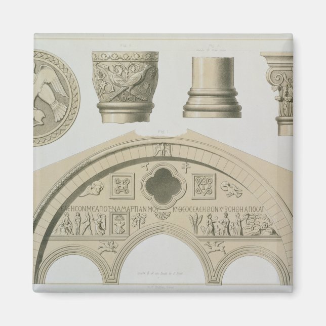 Details of a sculptured arch and columns from St. Magnet (Front)