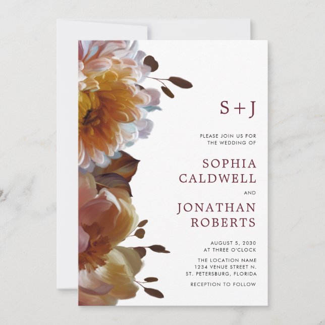 Details on Back Romantic Radiance Floral Wedding Invitation (Front)