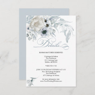 DETAILS   Pastel  Dusty Blue Flowers Invitation