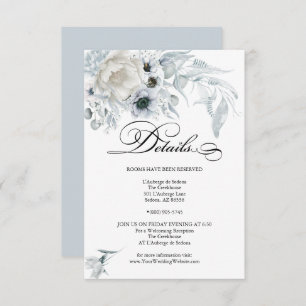 DETAILS   Pastel  Dusty Blue Flowers Invitation