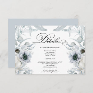 DETAILS   Pastel  Dusty Blue Flowers Invitation