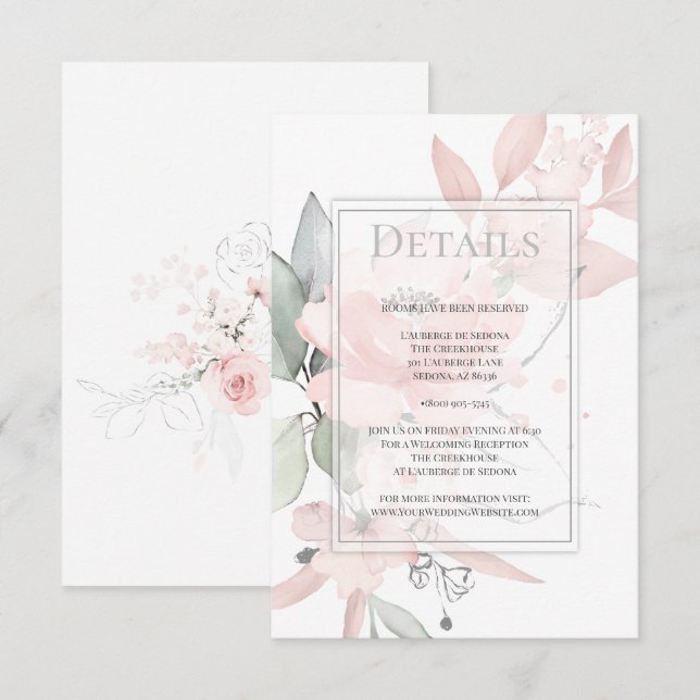 DETAILS | Pink Blush Watercolor Roses Invitation (Front/Back)