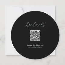 Details QR code Card Black and White Wedding