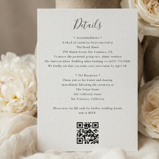 Details QR Code RSVP Wedding Enclosure Card