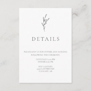 Details Reception Elegant Minimalist Monochrome Enclosure Card