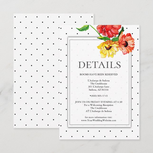 DETAILS | Red and Yellow Floral Spray Invitation (Front/Back)
