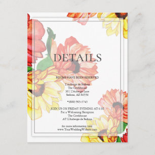 DETAILS Red and Yellow Watercolor Daisies Enclosure Card