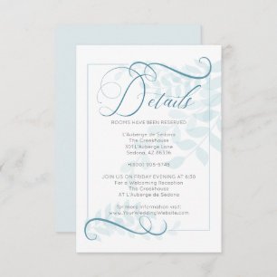 DETAILS   Teal Blue Accents Pale Blue Leaves Invitation