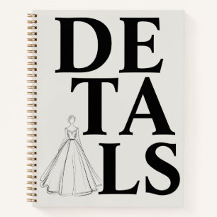 "DETAILS" Typography Modern & Confident Wedding Notebook
