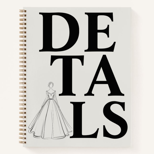 "DETAILS" Typography | Modern & Confident Wedding Notebook (Front)