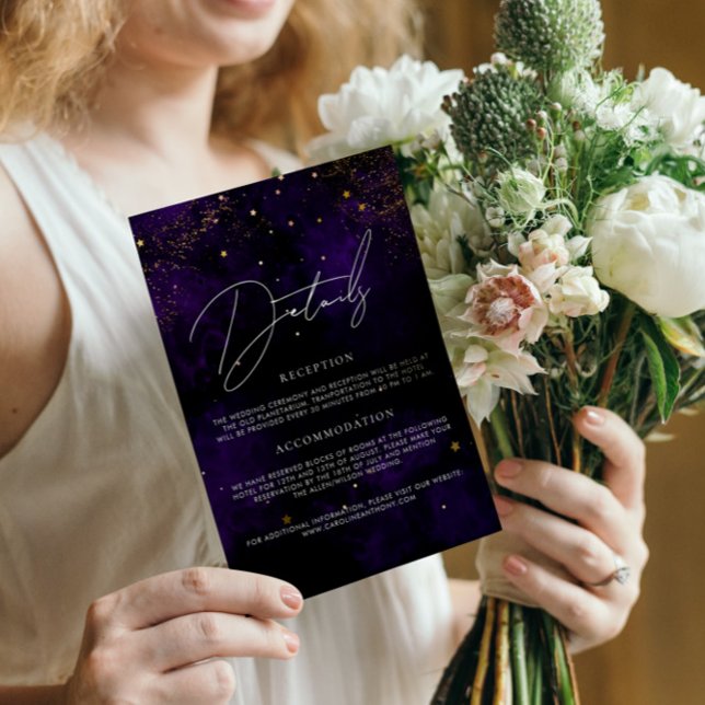 Details Wedding Dark Purple Magical Gold Black Enclosure Card (Creator Uploaded)