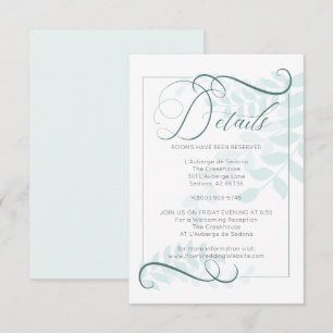 DETAILS   Whimsical Mint Leaves Jade Green Accents Invitation