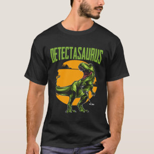 Detectasaurus Treasure Hunting Dinosaur Trex Metal T-Shirt