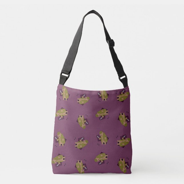 Detective bear on purple crossbody bag (Front)