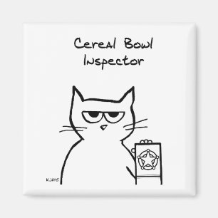 Detective Cat, Cereal Bowl Inspector Magnet