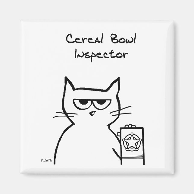 Detective Cat, Cereal Bowl Inspector Magnet (Front)