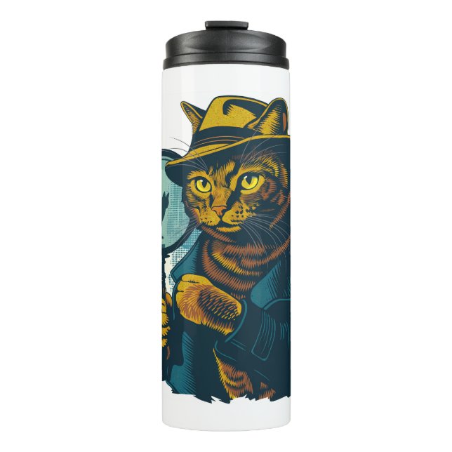 Detective Cat Mystery Thermal Tumbler (Front)
