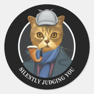 Detective Cat - Silently Judging You Classic Round Sticker
