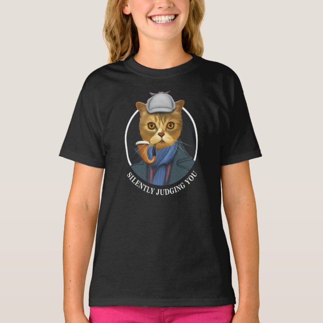 Detective Cat - Silently Judging You T-Shirt (Front)
