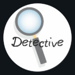 Detective Classic Round Sticker<br><div class="desc">Be a sleuth with a magnifying glass.</div>