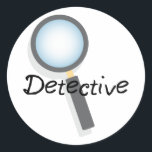 Detective Classic Round Sticker<br><div class="desc">Be a sleuth with a magnifying glass.</div>