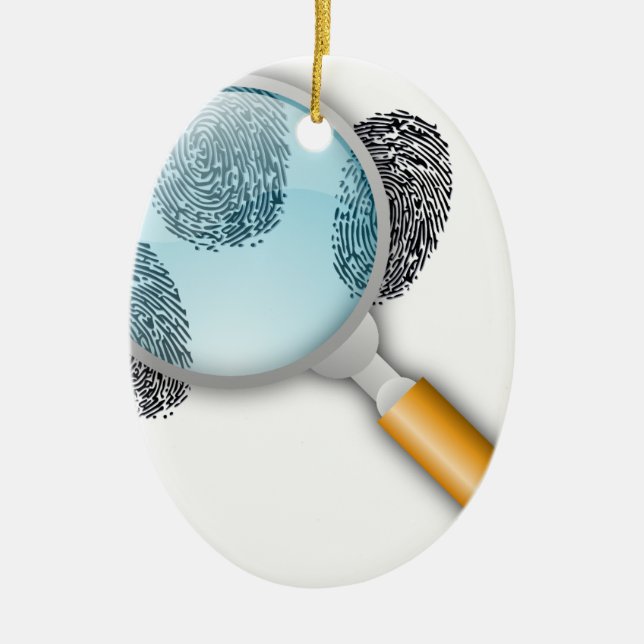 Detective Clues Find Finger Fingerprints Mystery Ceramic Tree Decoration (Front)