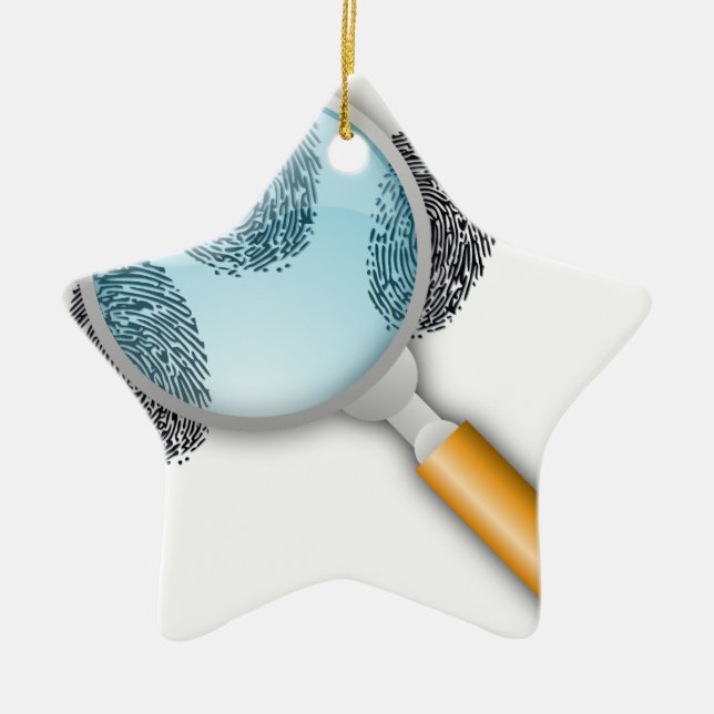 Detective Clues Find Finger Fingerprints Mystery Ceramic Tree Decoration (Front)