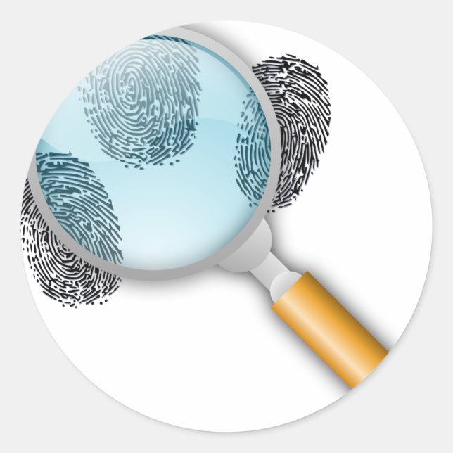 Detective Clues Find Finger Fingerprints Mystery Classic Round Sticker (Front)