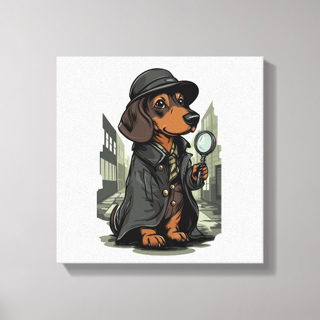 Detective Dachshund � Mystery Solving Dog Canvas Print (Front)