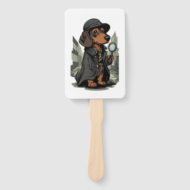 Detective Dachshund � Mystery Solving Dog Hand Fan (Front)