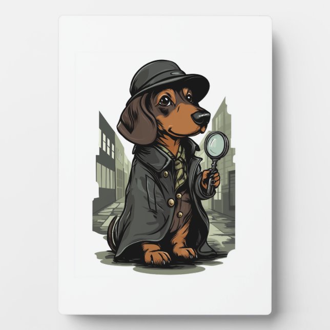 Detective Dachshund � Mystery Solving Dog Plaque (Front)