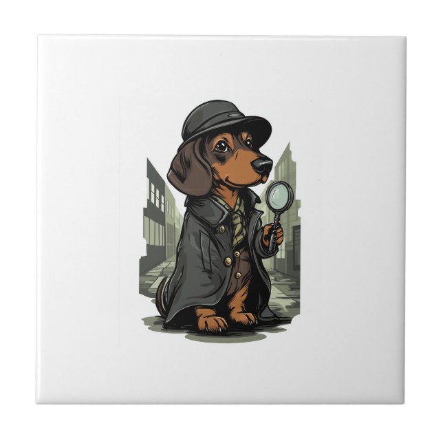 Detective Dachshund � Mystery Solving Dog Tile (Front)