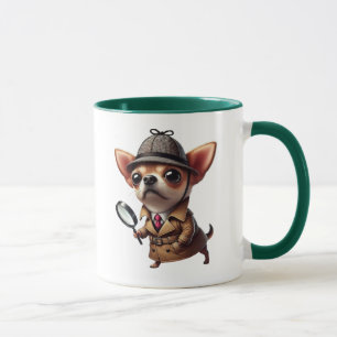 Detective dog with Sherlock Holmes look. Mug