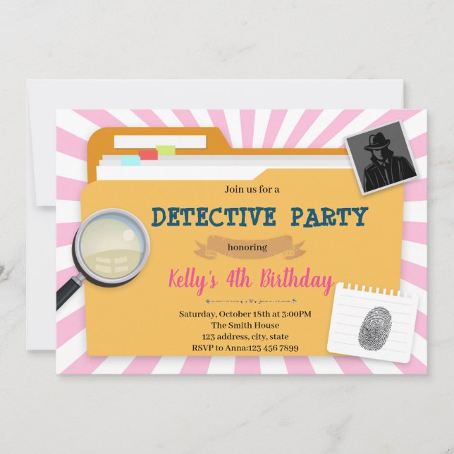 Detective girl party Invitation (Front)