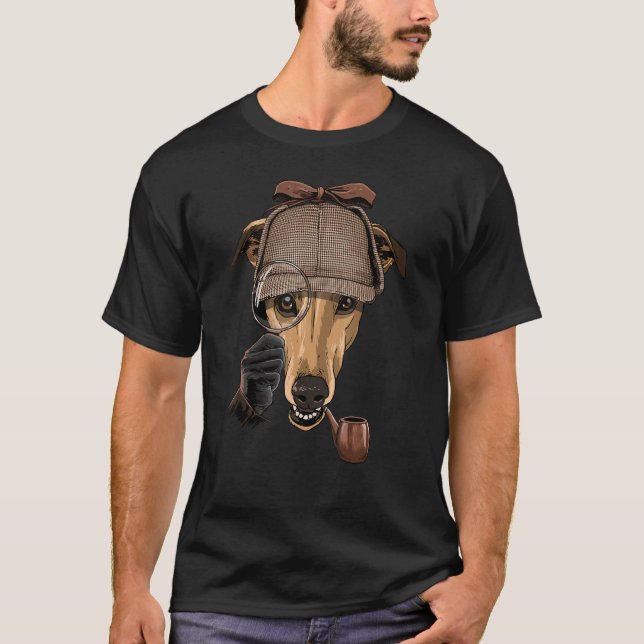 Detective Greyhound Spy Investigator Puppy Animal  T-Shirt (Front)
